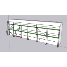 Rusztowanie ramowe (elewacyjne) 108m2 (18mx6m) PIN, ramy stalowe, podesty drewniane 3m