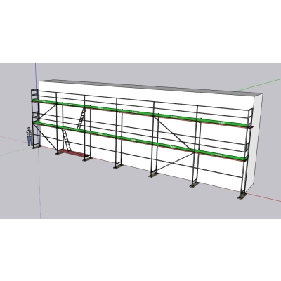 Rusztowanie ramowe (elewacyjne) 108m2 (18mx6m) PIN, ramy stalowe, podesty drewniane 3m