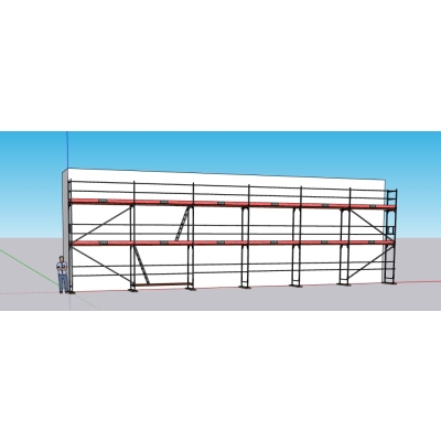 Rusztowanie ramowe (elewacyjne) 110m2 (18,4m x 6m) UNICO, ramy stalowe, podesty aluminiowe 3,07mm