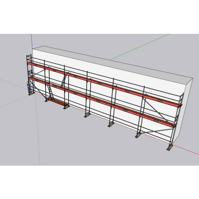 Rusztowanie ramowe (elewacyjne) 110m2 (18,4m x 6m) UNICO, ramy stalowe, podesty aluminiowe 3,07mm