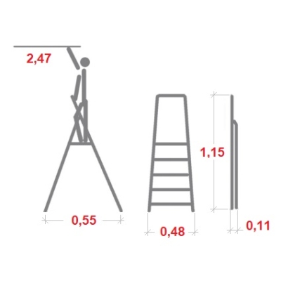 Schodki składane stalowe HAILO K75 ComfortLine 2 st (wys. rob. 2,47m)