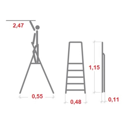 Schodki składane stalowe HAILO K77 ComfortLine Black 2 st (wys. rob. 2,47m)