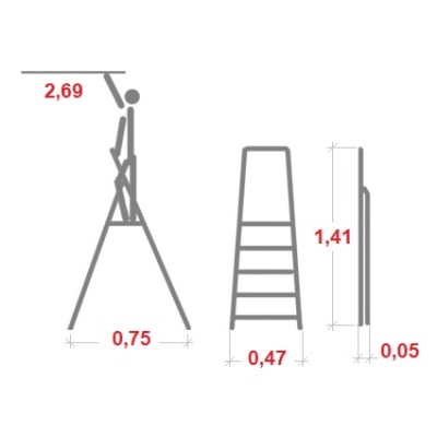 Schodki składane aluminiowe HAILO DK40 BasicLine 3 st (wys. rob. 2,69m)