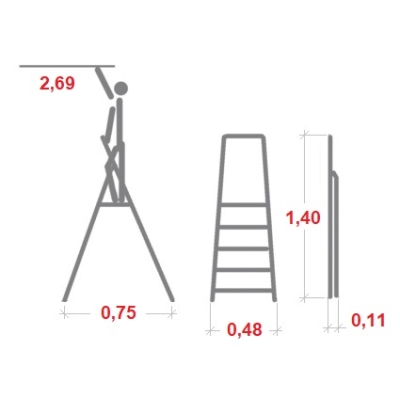 Schodki składane stalowe HAILO K75 ComfortLine 3 st (wys. rob. 2,70m)