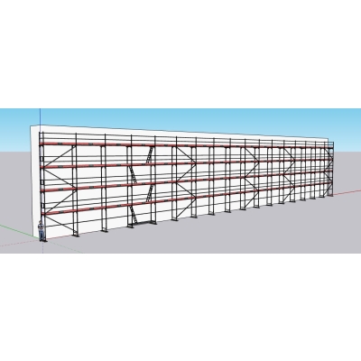 Rusztowanie ramowe (elewacyjne) 522m2 (52,2mx10m) UNICO, ramy stalowe, podesty stalowe 3,07m