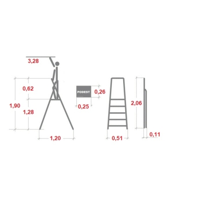 Drabina jednostronna aluminiowa Selekta by HAILO L40 BasicLine 6 stopni (wys. rob. 3,28m)