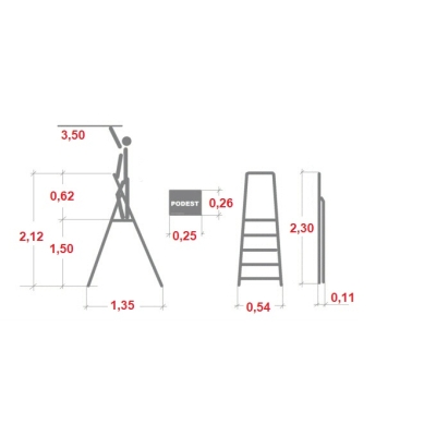 Drabina jednostronna aluminiowa Selekta by HAILO L40 BasicLine 7 stopni (wys. rob. 3,50m)