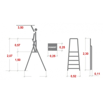 Drabina Krause Safety 7 st. (wys. rob. 3,50m)