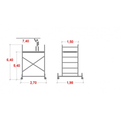 Rusztowanie aluminiowe Krause Stabilo 500 (1,50x2,50m) wys. rob. 7,40m